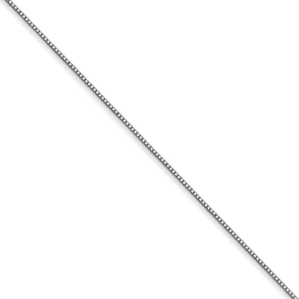 0.5mm, 14k White Gold, Solid Box Chain Necklace