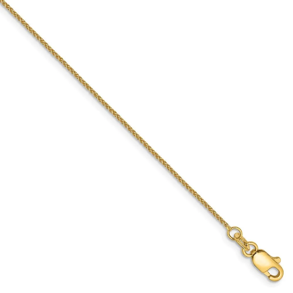 0.8mm, 14k Yellow Gold, Solid Spiga Chain Anklet