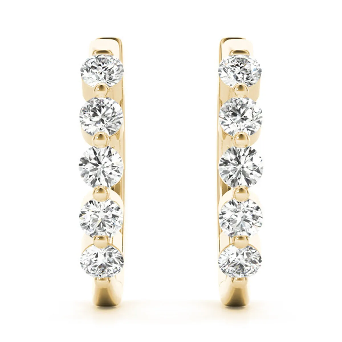 1/2 Carat Tw Classic Diamond Hoop Earrings In 14K Yellow Gold