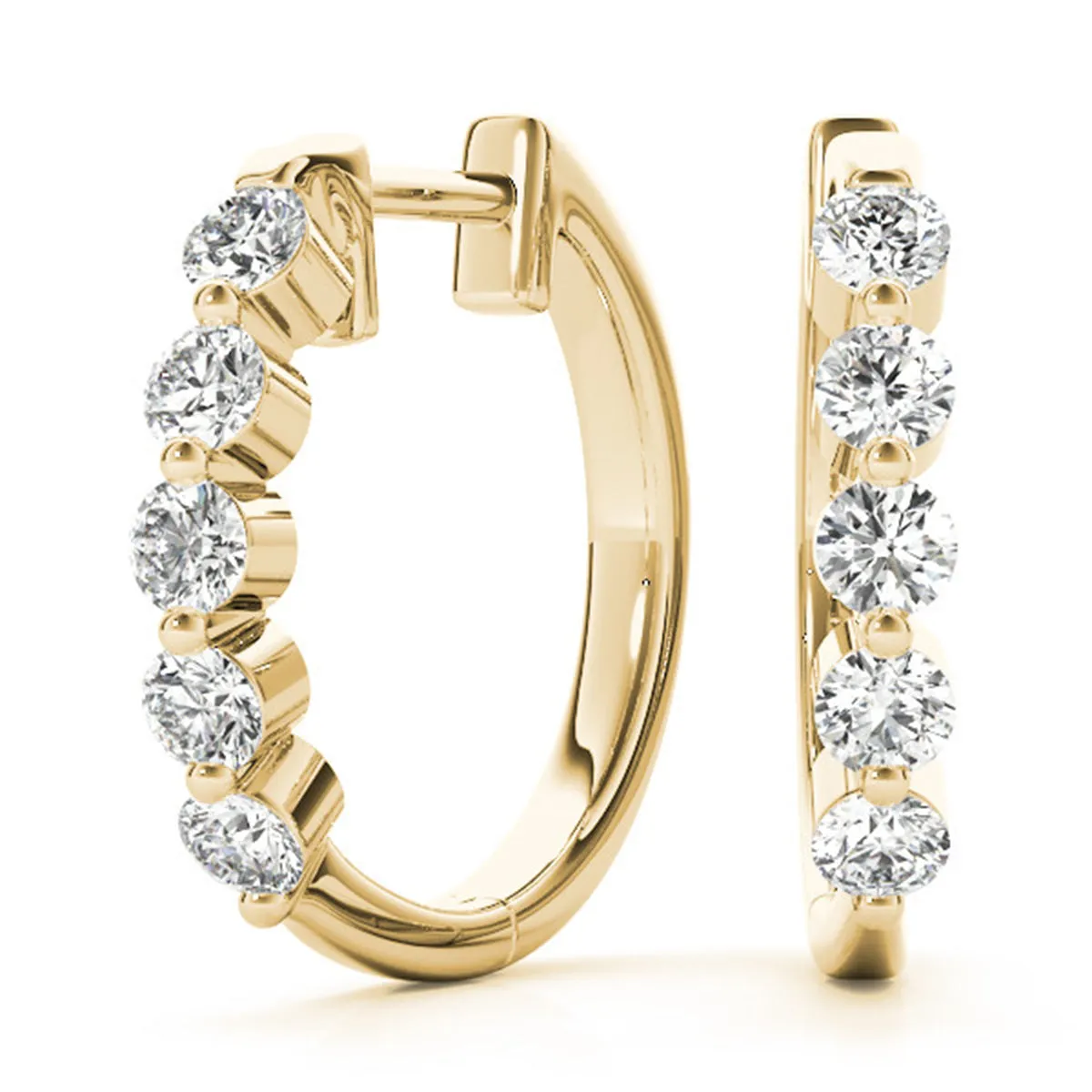 1/2 Carat Tw Classic Diamond Hoop Earrings In 14K Yellow Gold