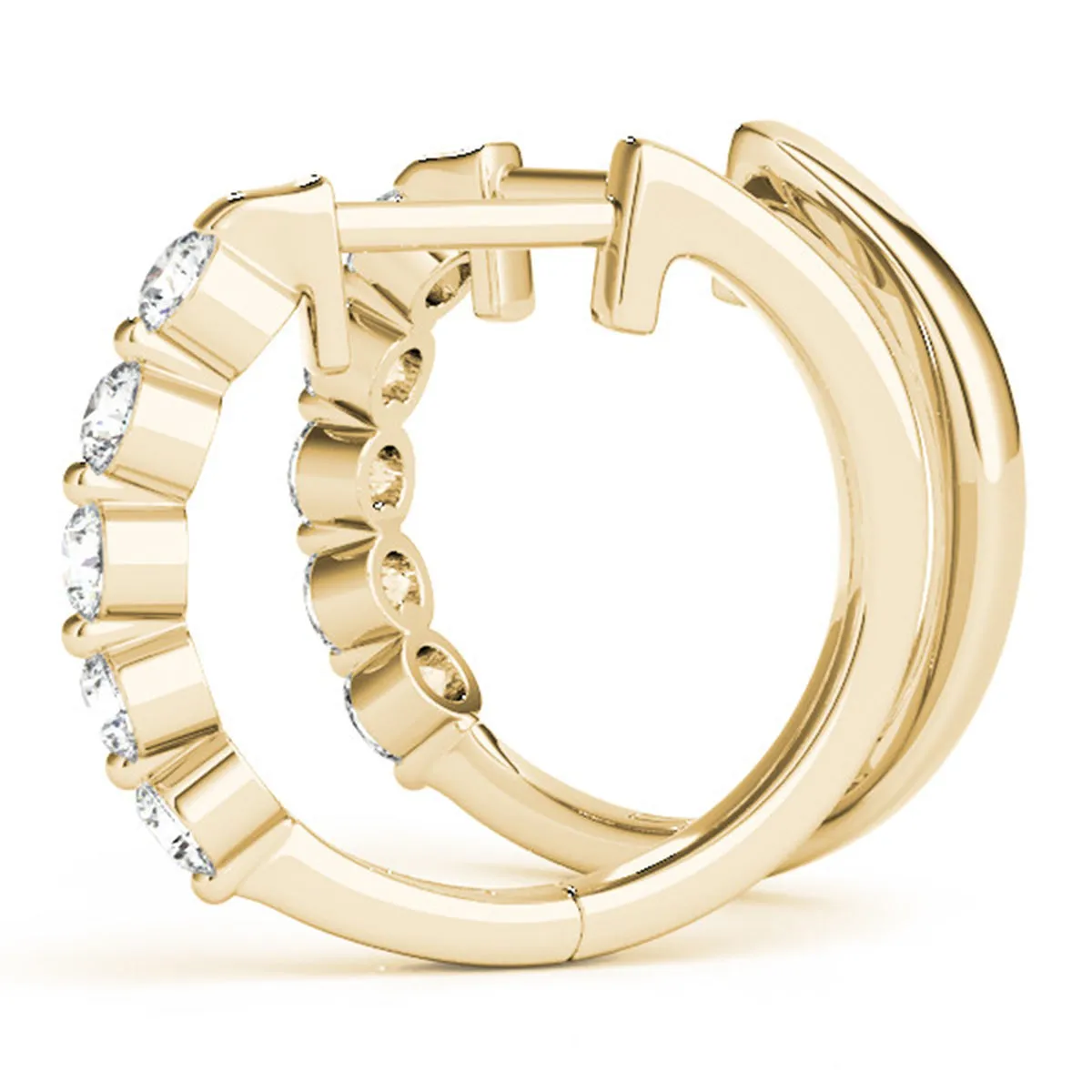 1/2 Carat Tw Classic Diamond Hoop Earrings In 14K Yellow Gold