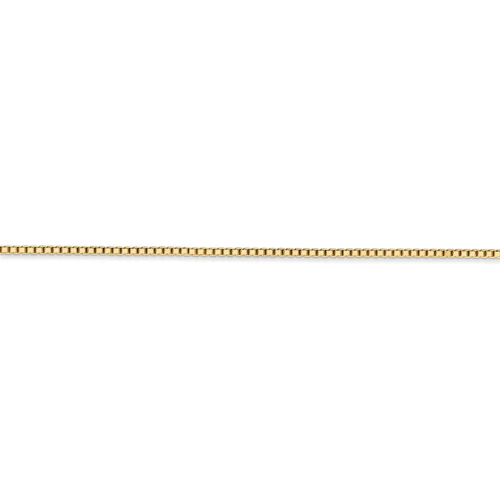 1.25mm, 14k Yellow Gold, Solid Box Chain Anklet or Bracelet