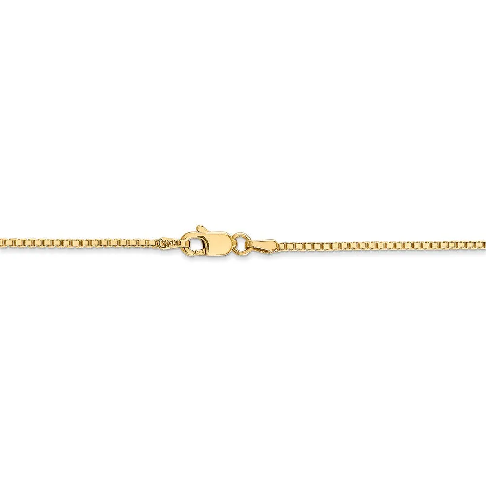 1.25mm, 14k Yellow Gold, Solid Box Chain Anklet or Bracelet