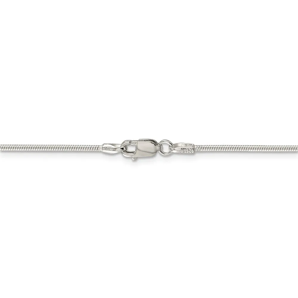 1.25mm, Sterling Silver Round Solid Snake Chain Anklet or Bracelet