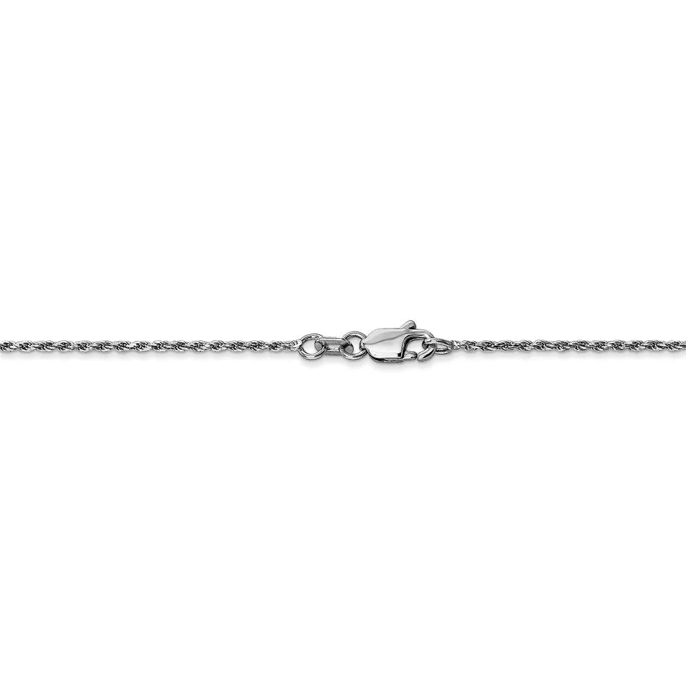 1.2mm, 10k White Gold Diamond Cut Solid Rope Chain Necklace