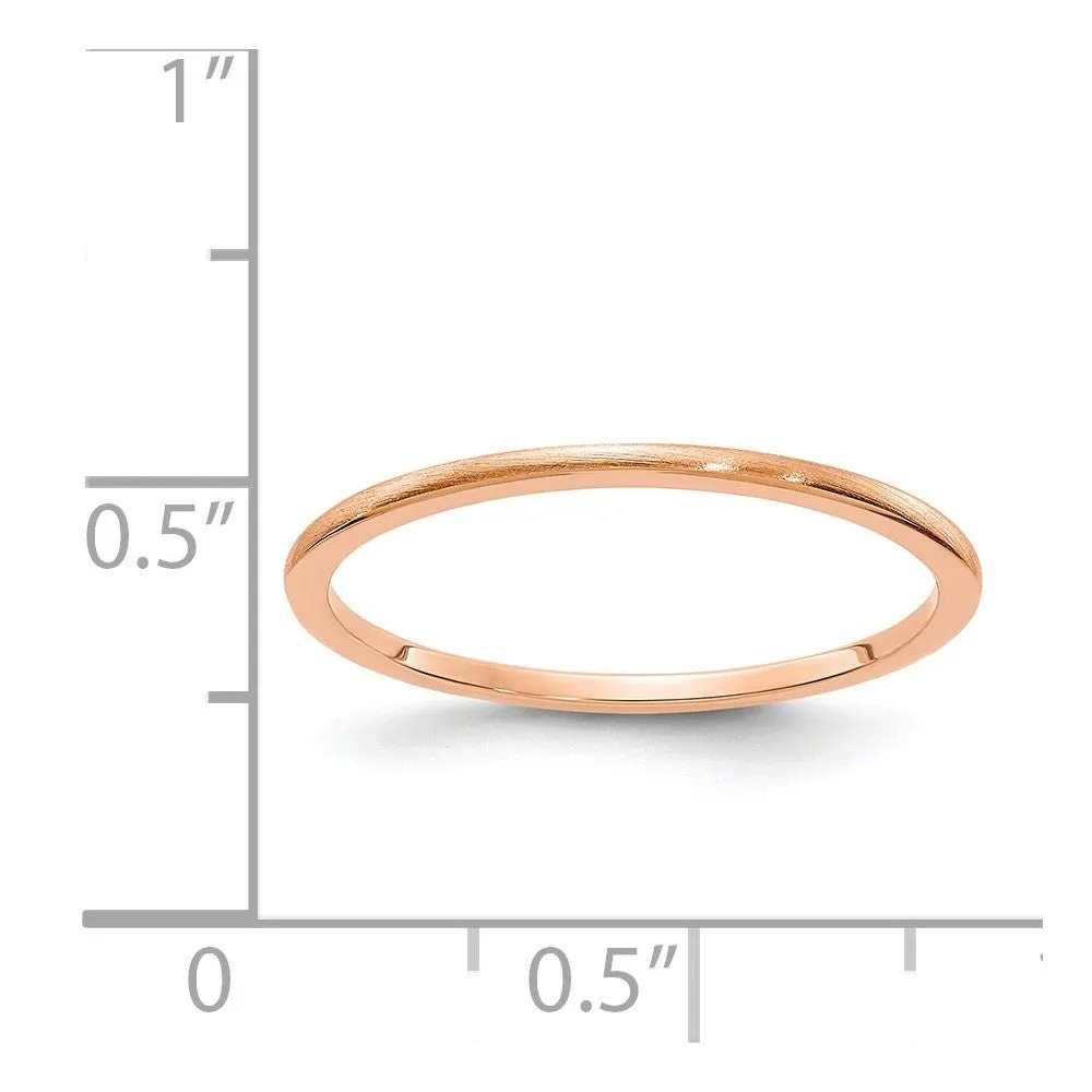 1.2mm 14k Rose Gold Half Round Satin Stackable Band