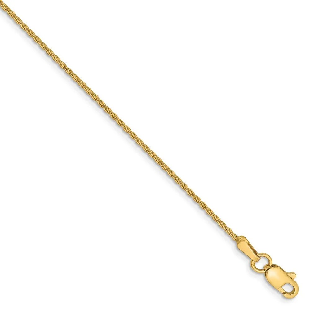 1.2mm, 14k Yellow Gold, Solid Parisian Wheat Chain Bracelet