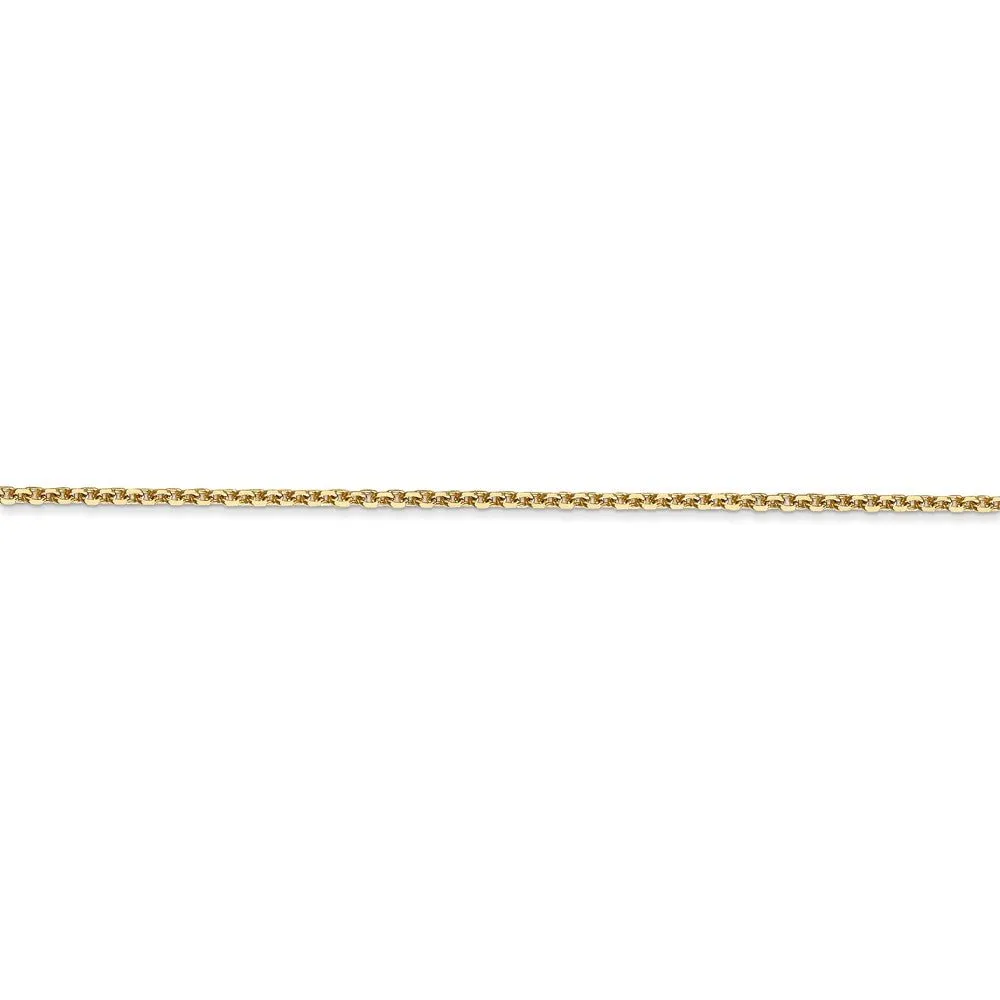 1.45mm, 14k Yellow Gold, Diamond Cut Solid Cable Chain Anklet, 9 Inch