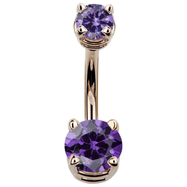 14K Rose Gold Gem Belly Rings