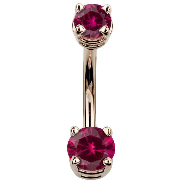 14K Rose Gold Petite Gem Belly Bars