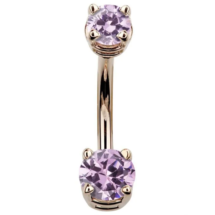 14K Rose Gold Petite Gem Belly Bars