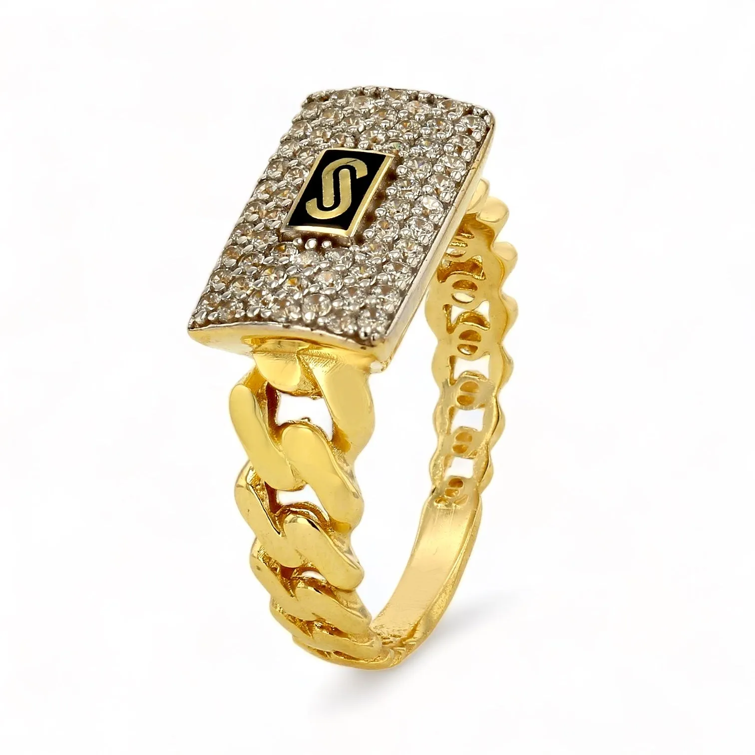 14k yellow gold classic pave original Monaco ring-M006