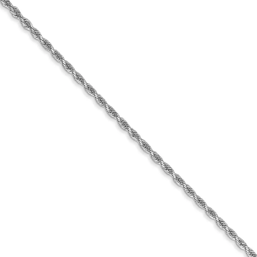 1.5mm 14k White Gold Solid Diamond Cut Rope Chain Necklace