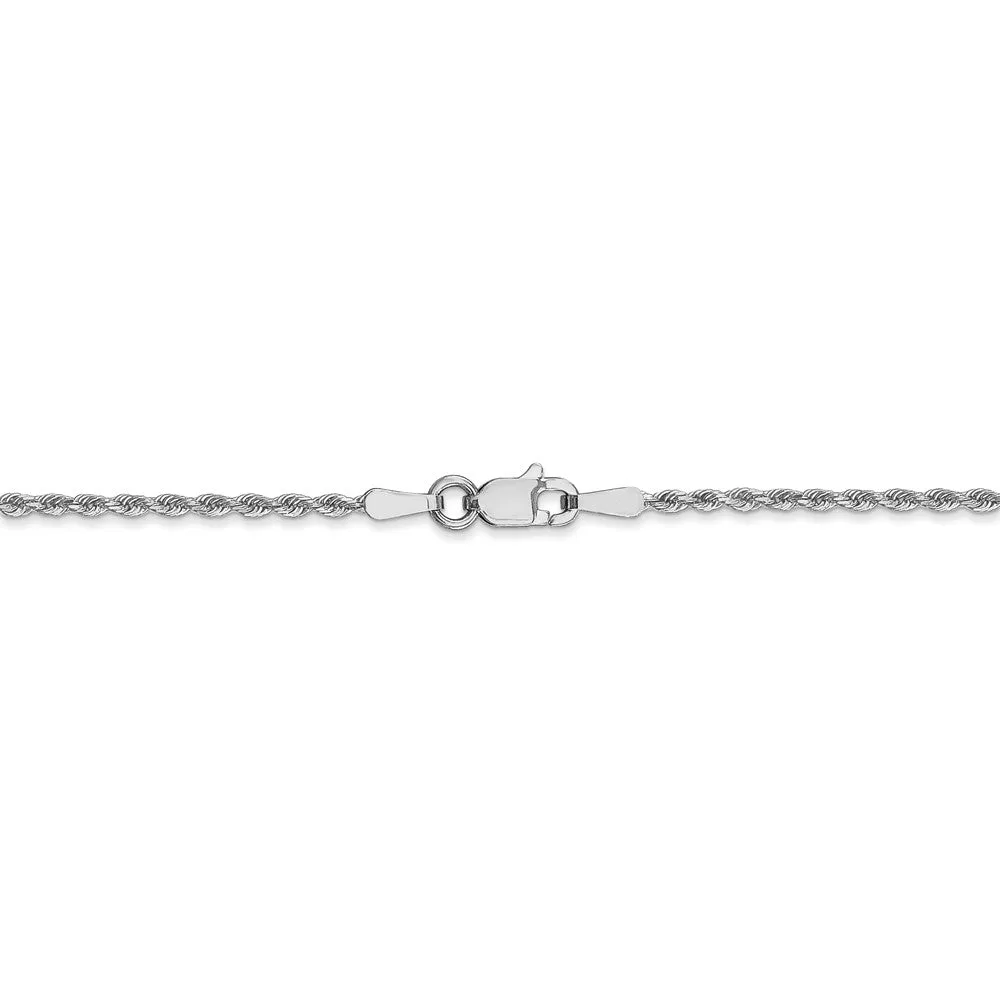 1.5mm 14k White Gold Solid Diamond Cut Rope Chain Necklace