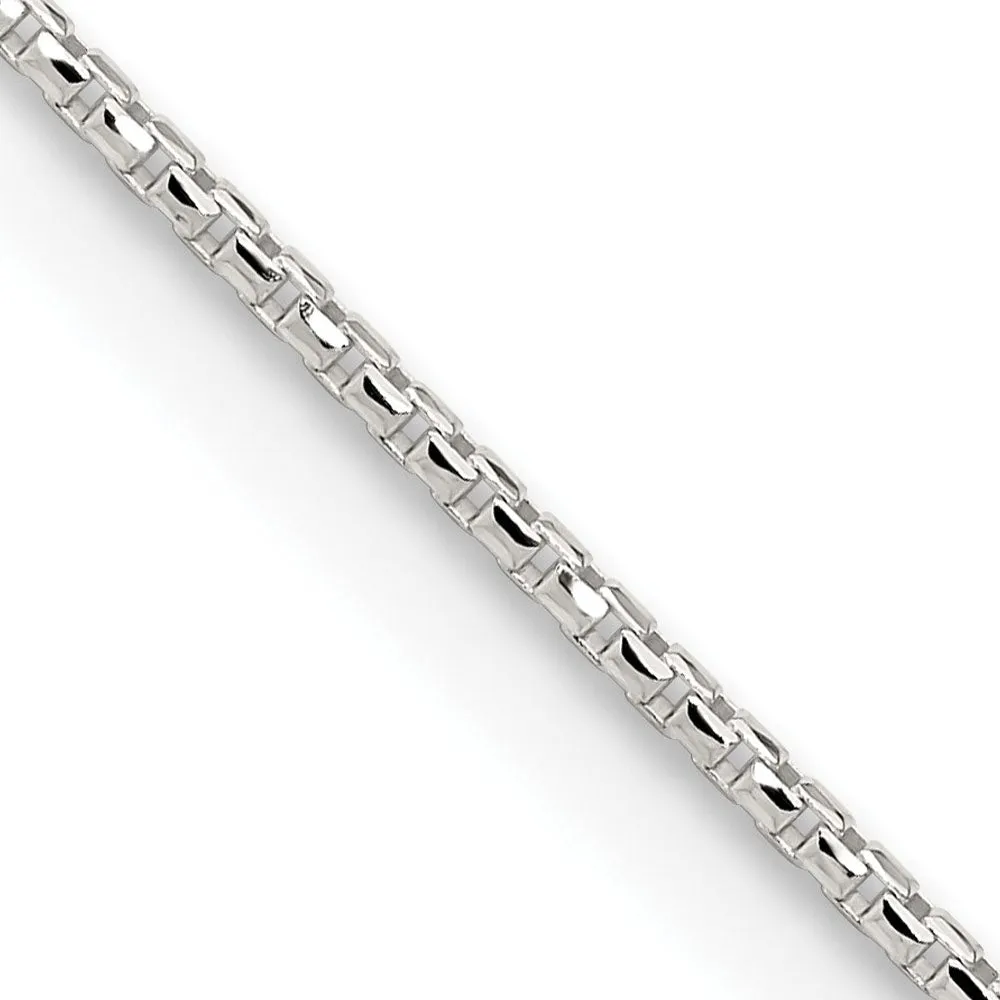 1.5mm Sterling Silver Diamond Cut Solid Round Box Chain Necklace