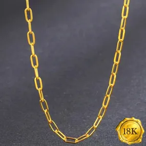 18INCH PAPERCLIP LINKS CHAIN 18KT SOLID GOLD NECKLACE