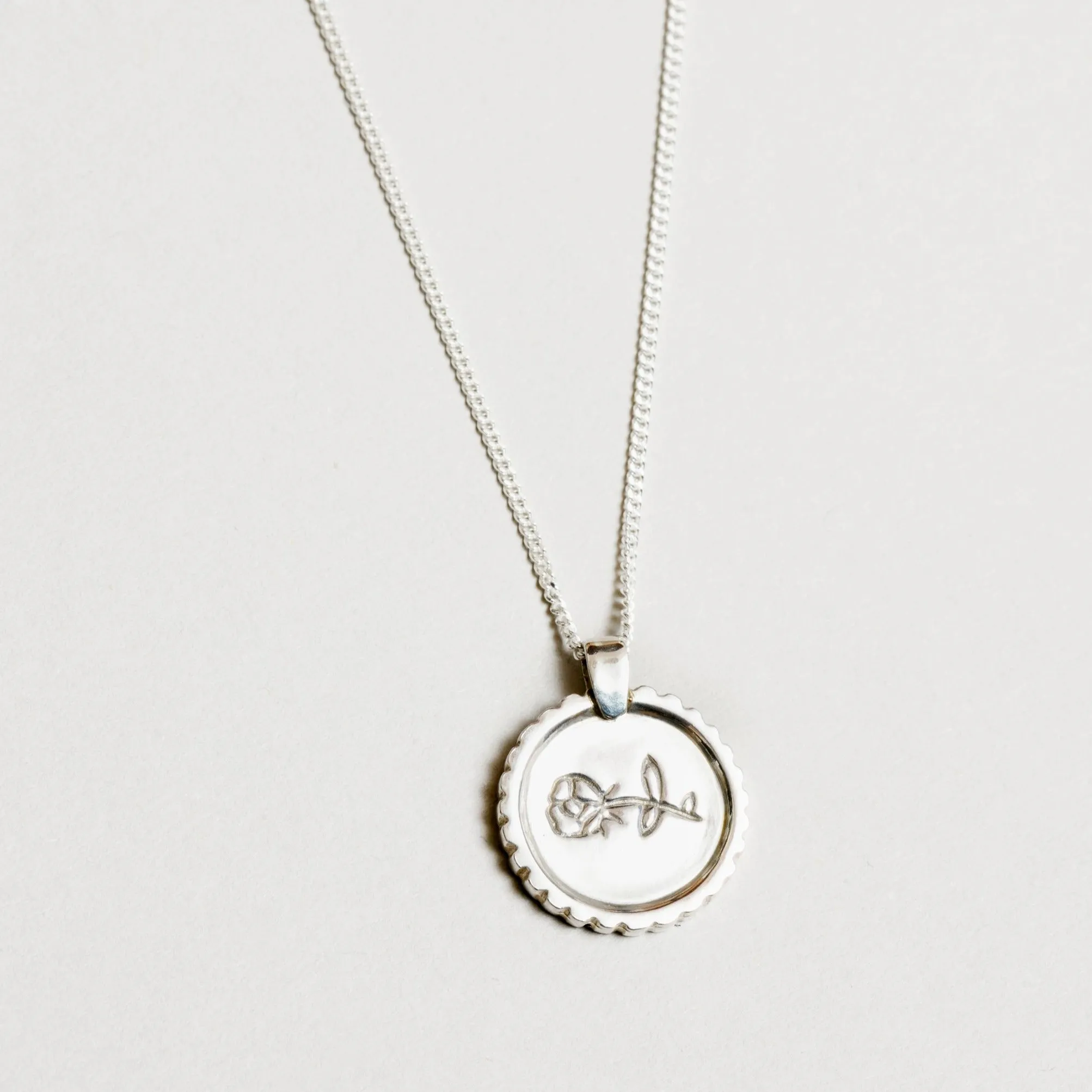 18" Rose Coin Necklace (Silver)