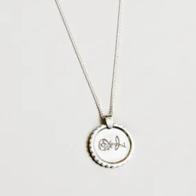 18" Rose Coin Necklace (Silver)