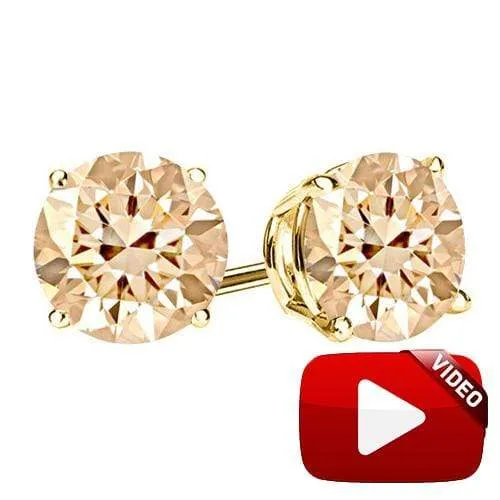 1CT SPARKLING CHOCOLATE DIAMOND 10KT SOLID GOLD EARRINGS STUD