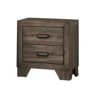 2 Drawer Wooden Nightstand With Metal Handles And Bracket Legs, Brown By Benzara