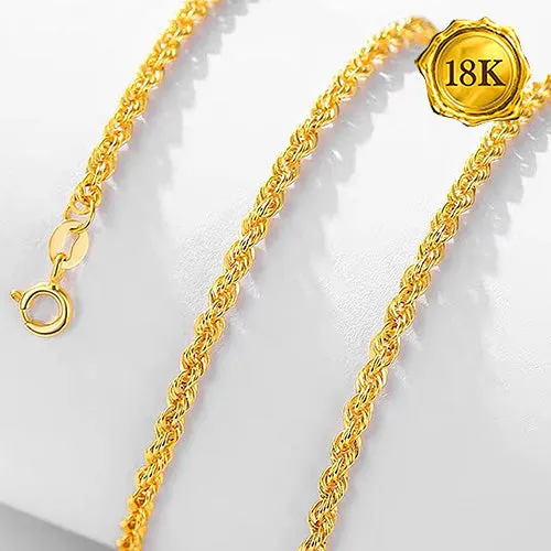 20INCHES ROPE CHAIN 18KT SOLID GOLD NECKLACE