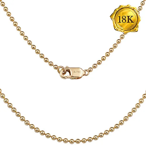 24INCH BEAD CHAIN 18KT SOLID GOLD MENS NECKLACE