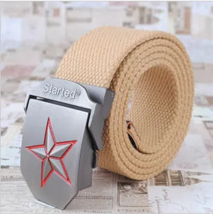 3D Red Star Buckle Strong Canvas Belt