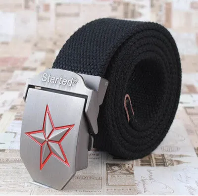 3D Red Star Buckle Strong Canvas Belt