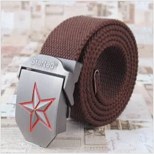 3D Red Star Buckle Strong Canvas Belt