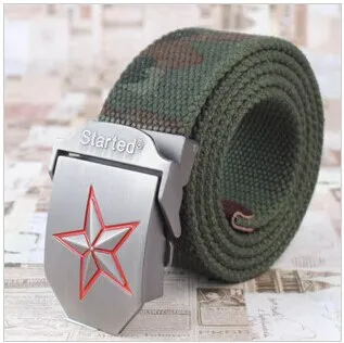 3D Red Star Buckle Strong Canvas Belt