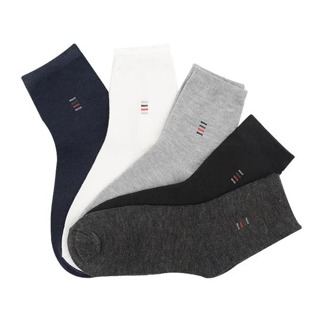 5 Pairs Men's Solid Color Cotton Classical Business & Casual Wear Socks