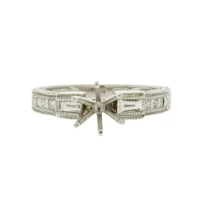 6-prong Diamond   18k White Gold Baguette Setting