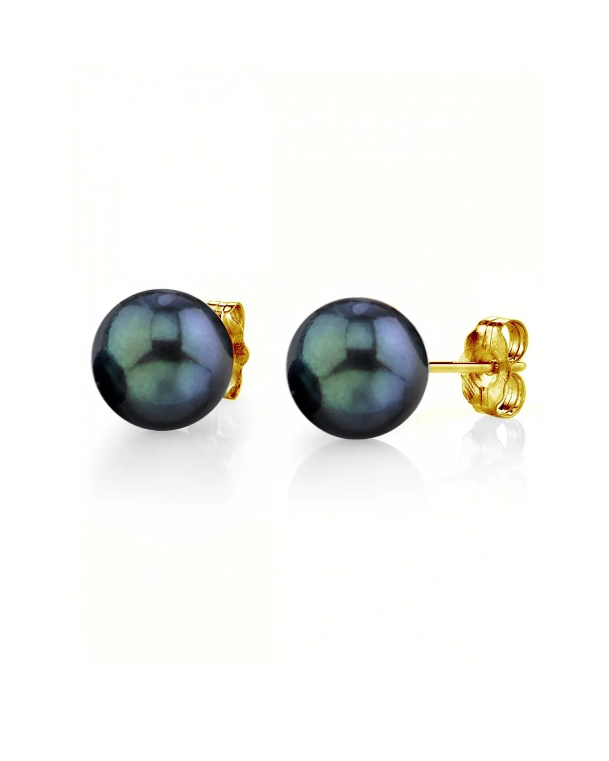 7.0-7.5mm Black Akoya Round Pearl Stud Earrings