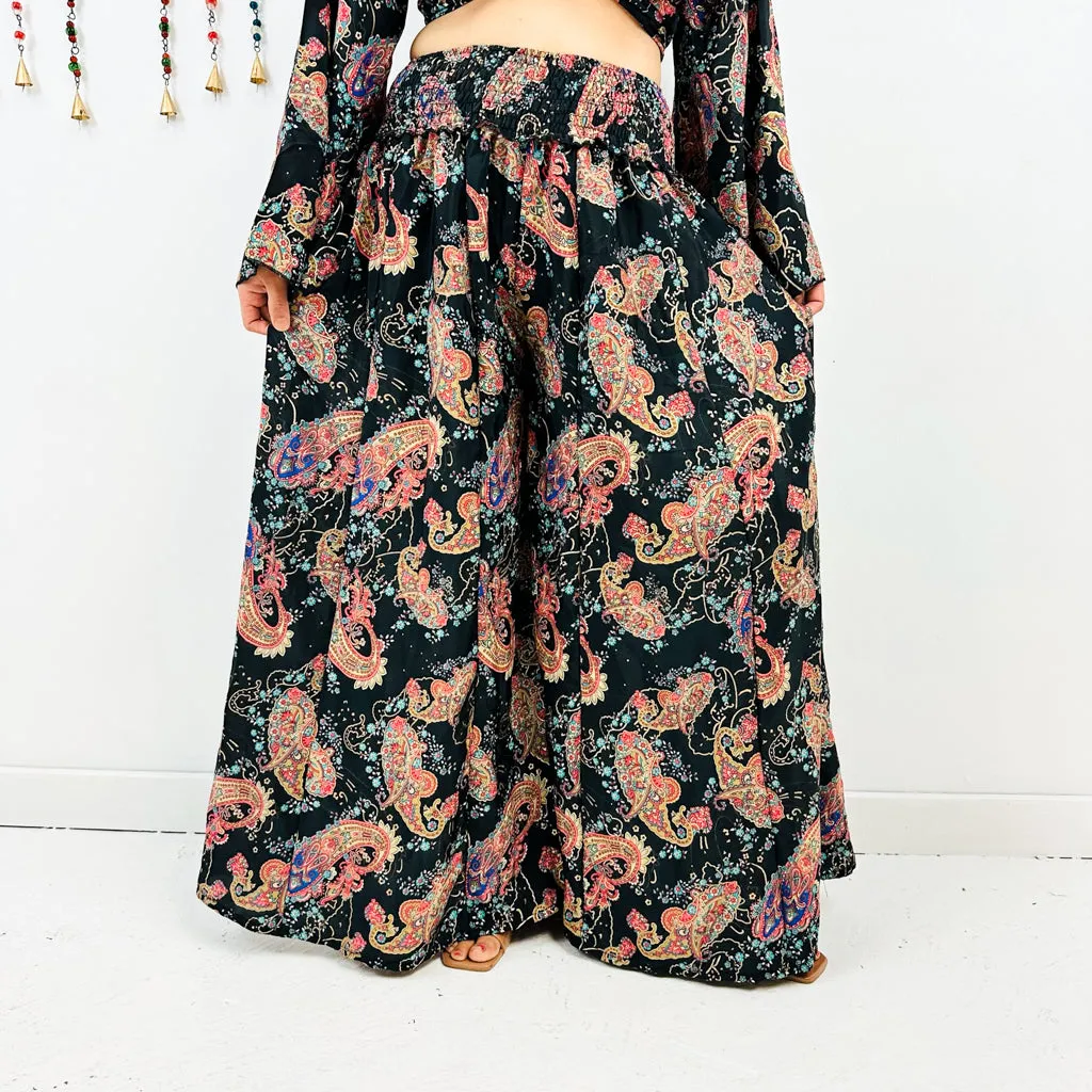 70s Style Wide Leg Palazzo Pant with Bell Sleeve Top Set