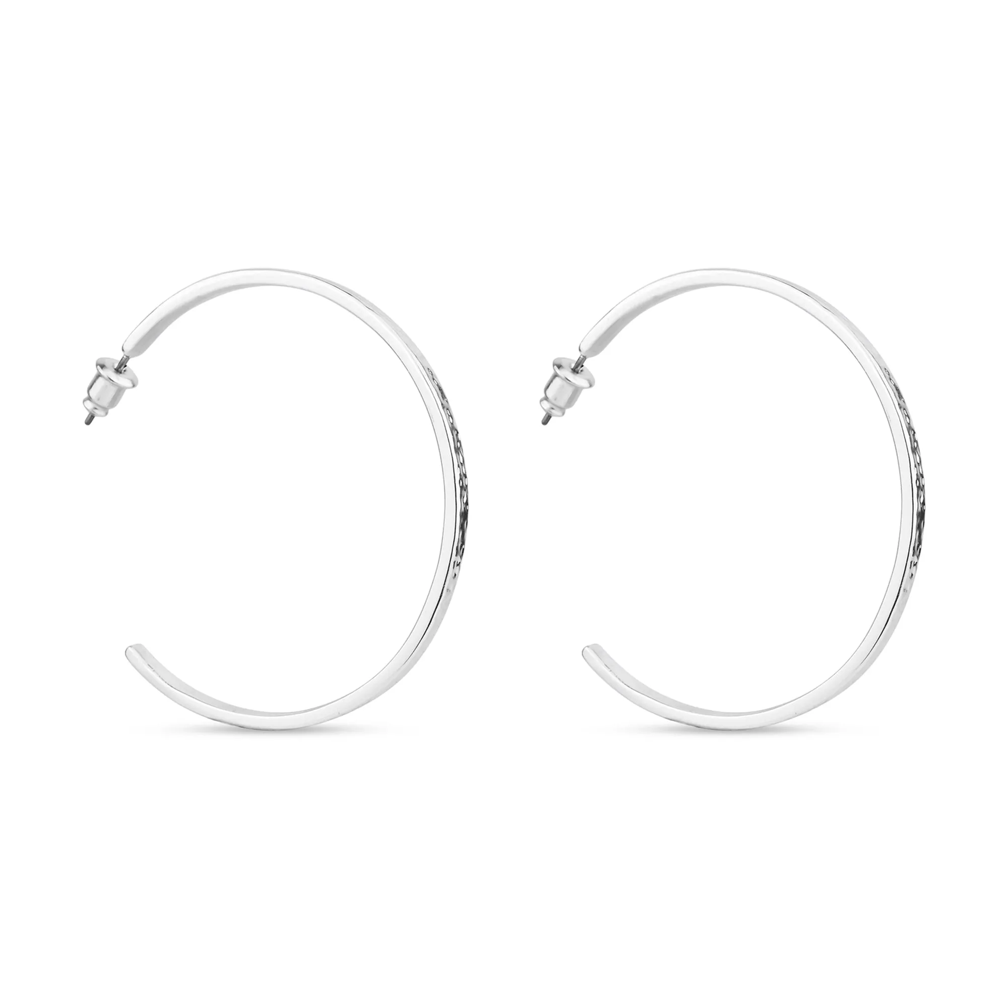 925 Sterling Silver- Plated Aventurine Hoop Earrings