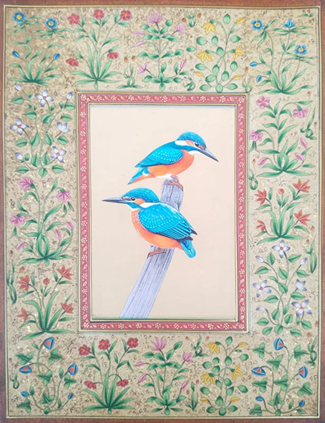 A Duo of Birds: Miniature Art by Mohan Prajapati