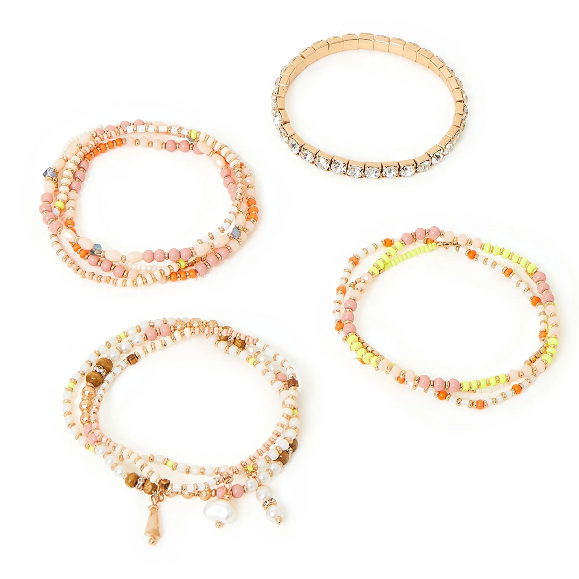 Accessorize London Beaded Stretch Bracelets 11 Pack