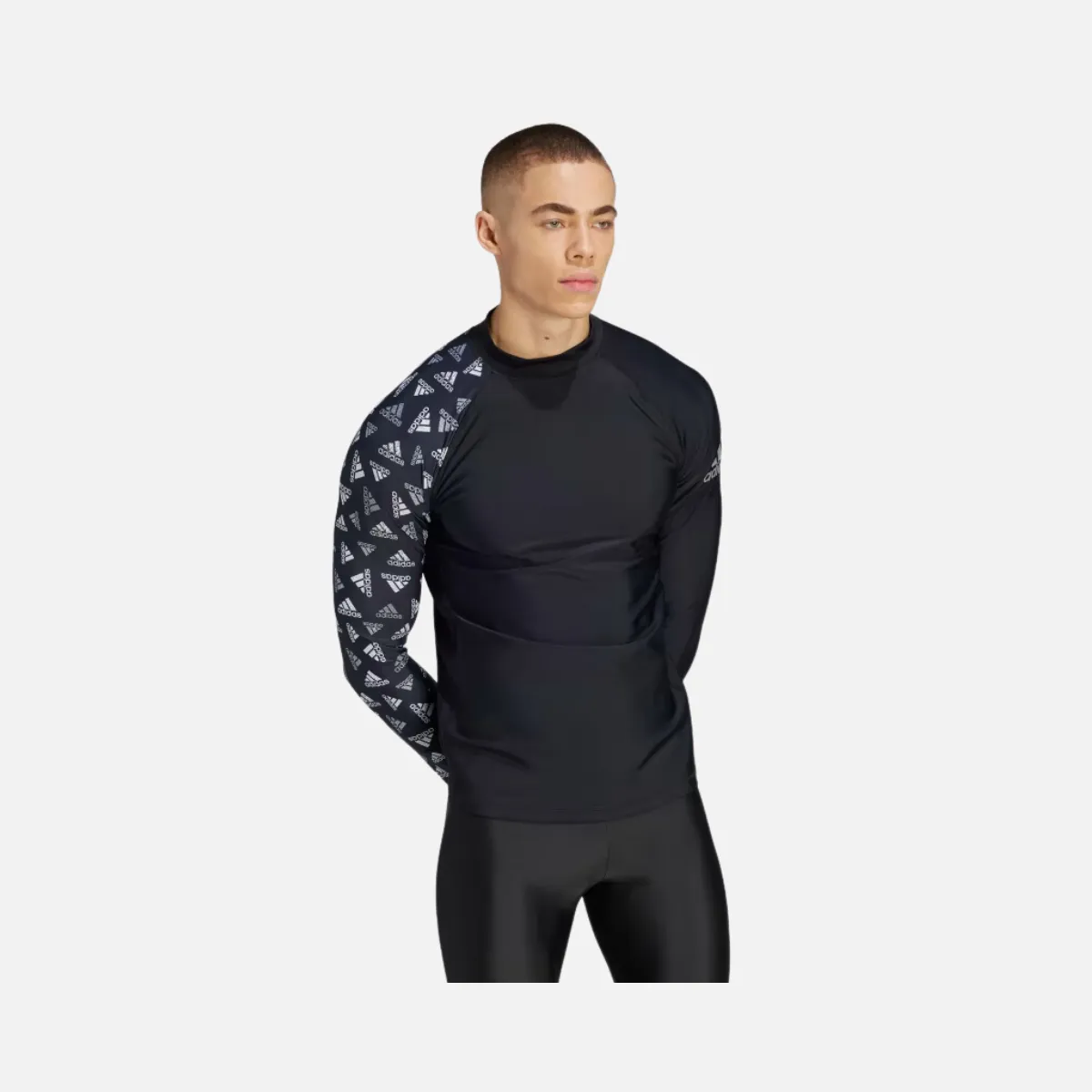 Adidas Long Sleeve Men's Swim Rash Guard -Black