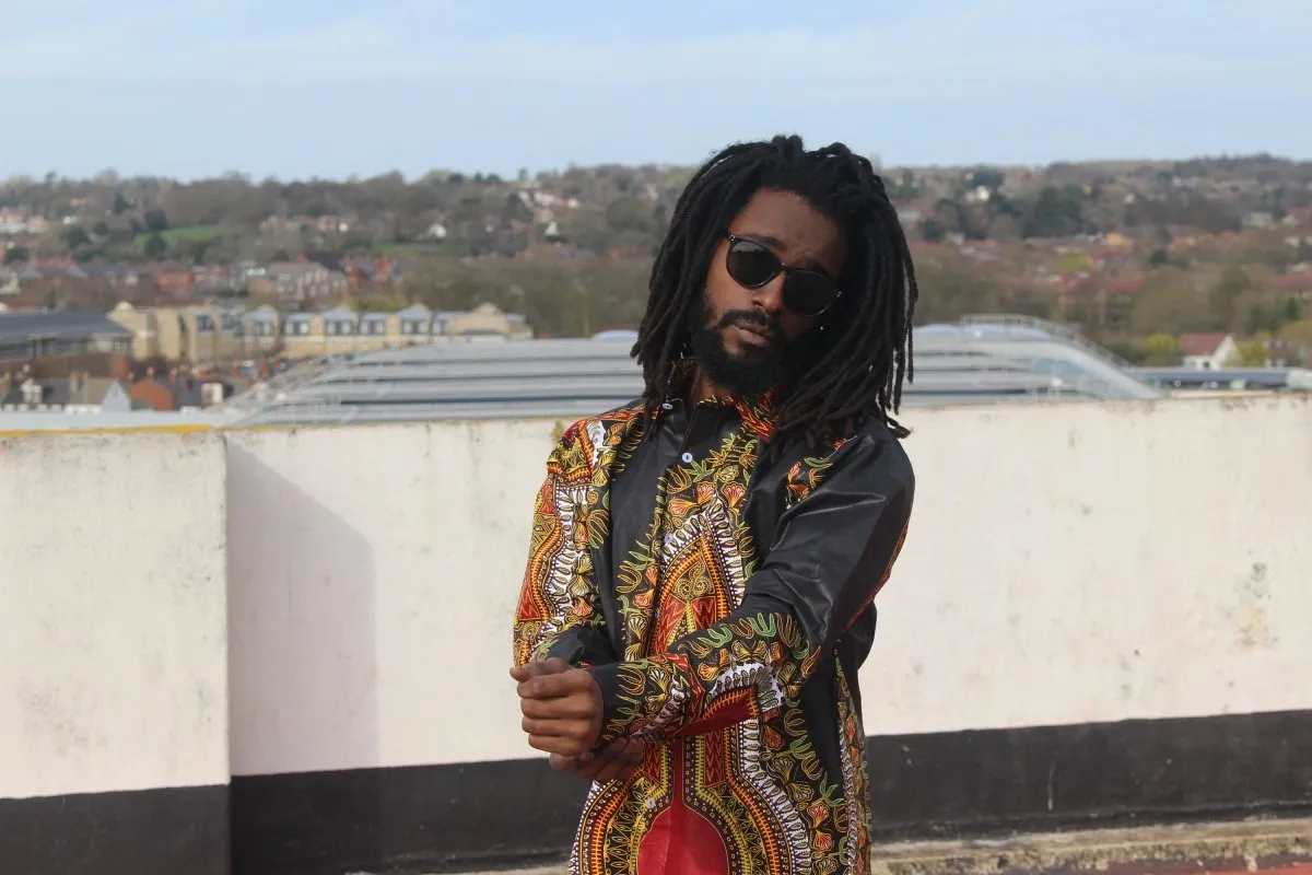 African Print Shirt in Black Dashiki - Festival Shirt