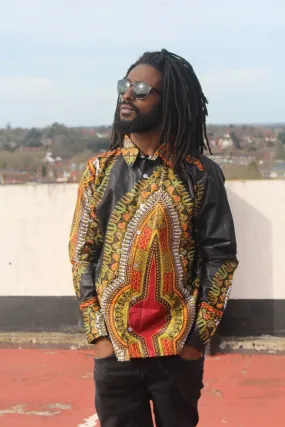 African Print Shirt in Black Dashiki - Festival Shirt