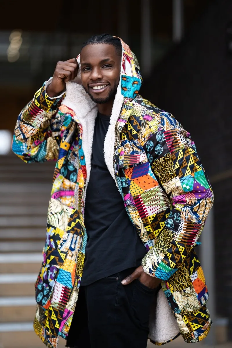 African Winter Coat in Patchwork