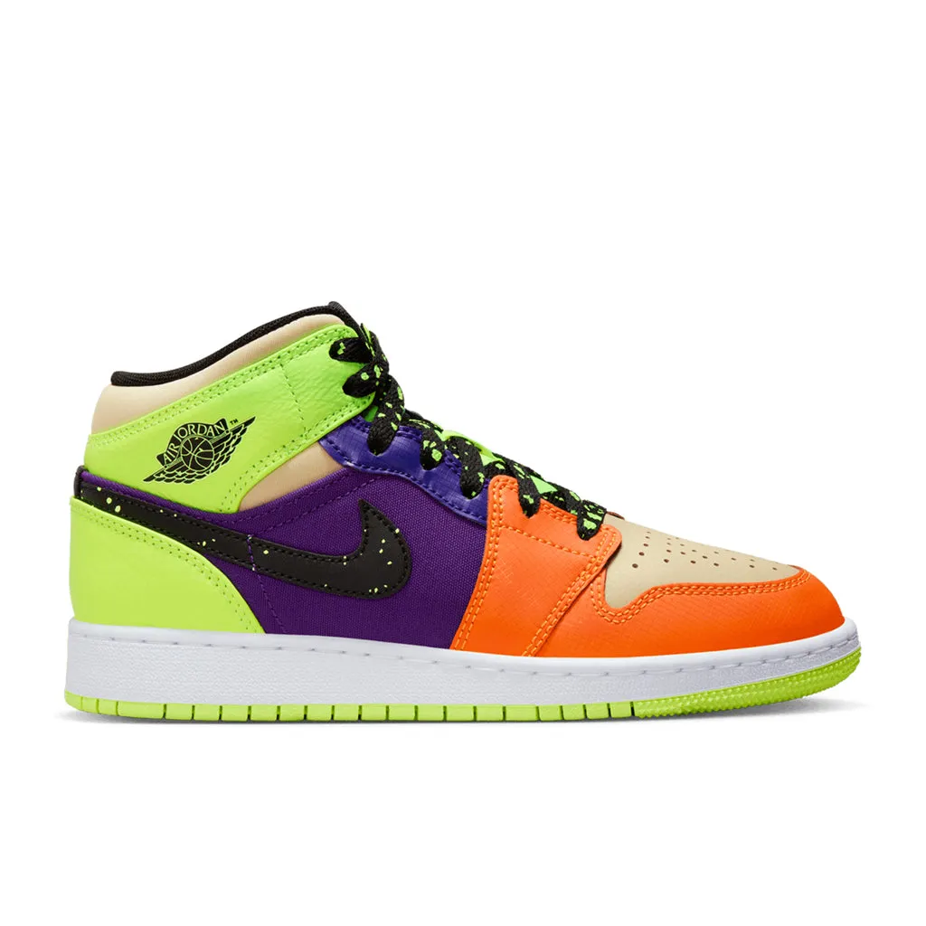 Air Jordan 1 Mid SE (GS) - Volt/Black/Vivid Orange