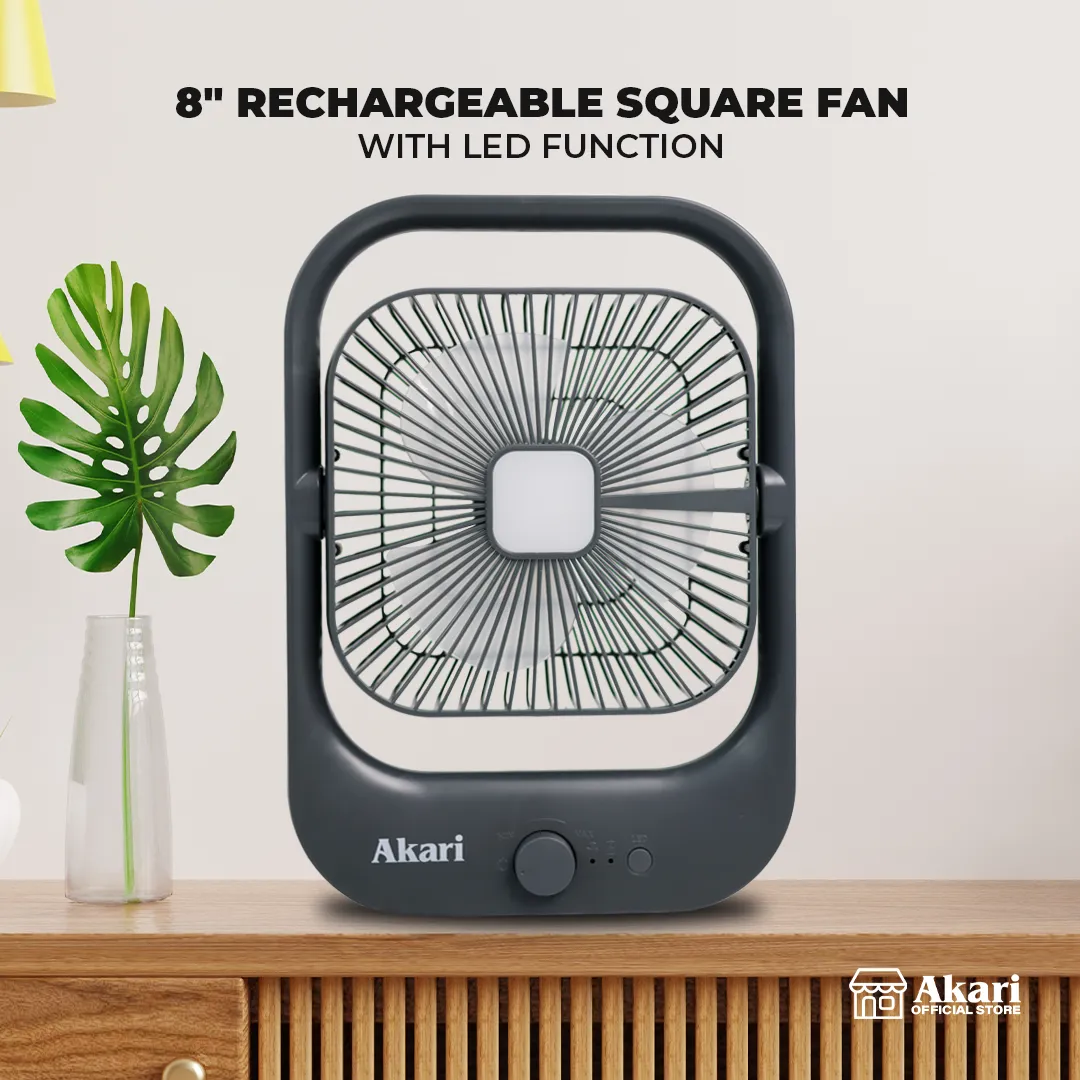 Akari 8 Rechargeable Square Fan with LED  (ARF-8018)