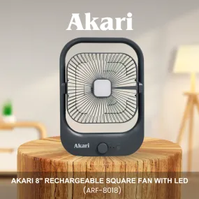 Akari 8 Rechargeable Square Fan with LED  (ARF-8018)