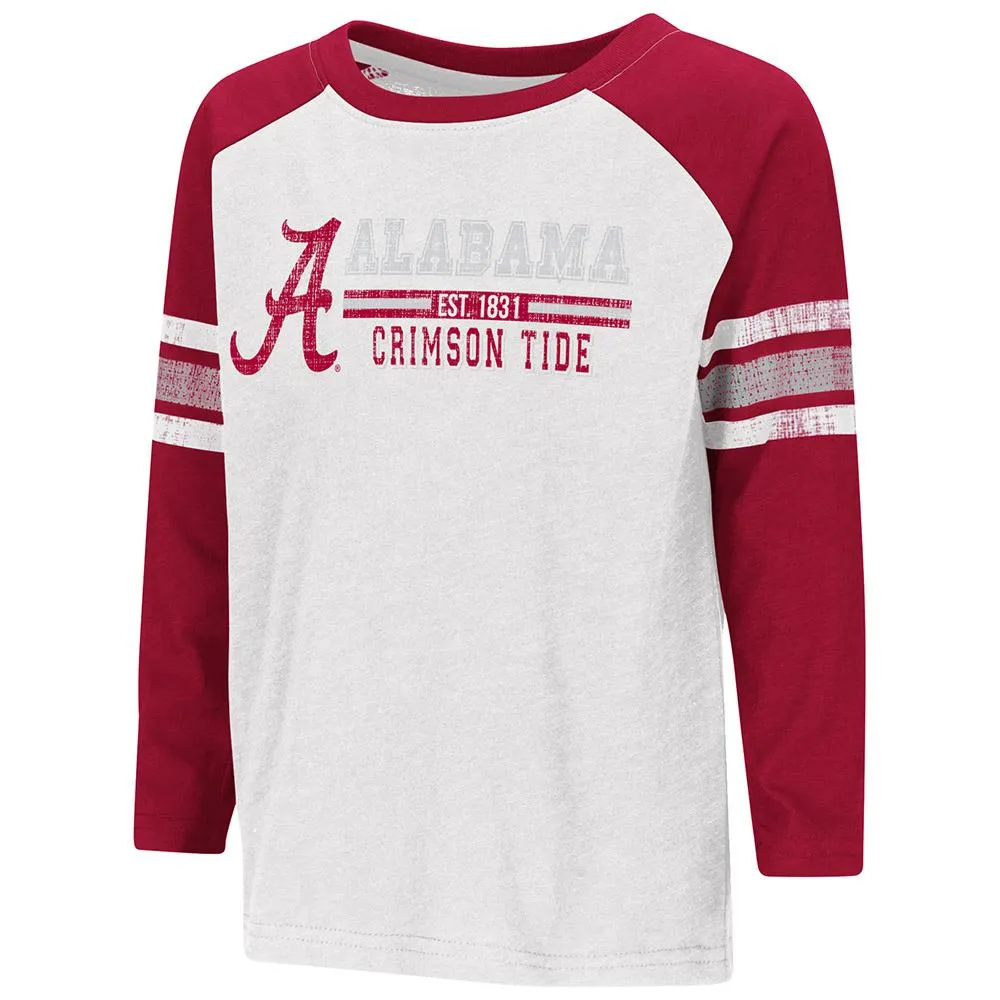 Alabama Crimson Tide Colosseum TODDLER Boy's White "Hidden Cavern" LS T-Shirt