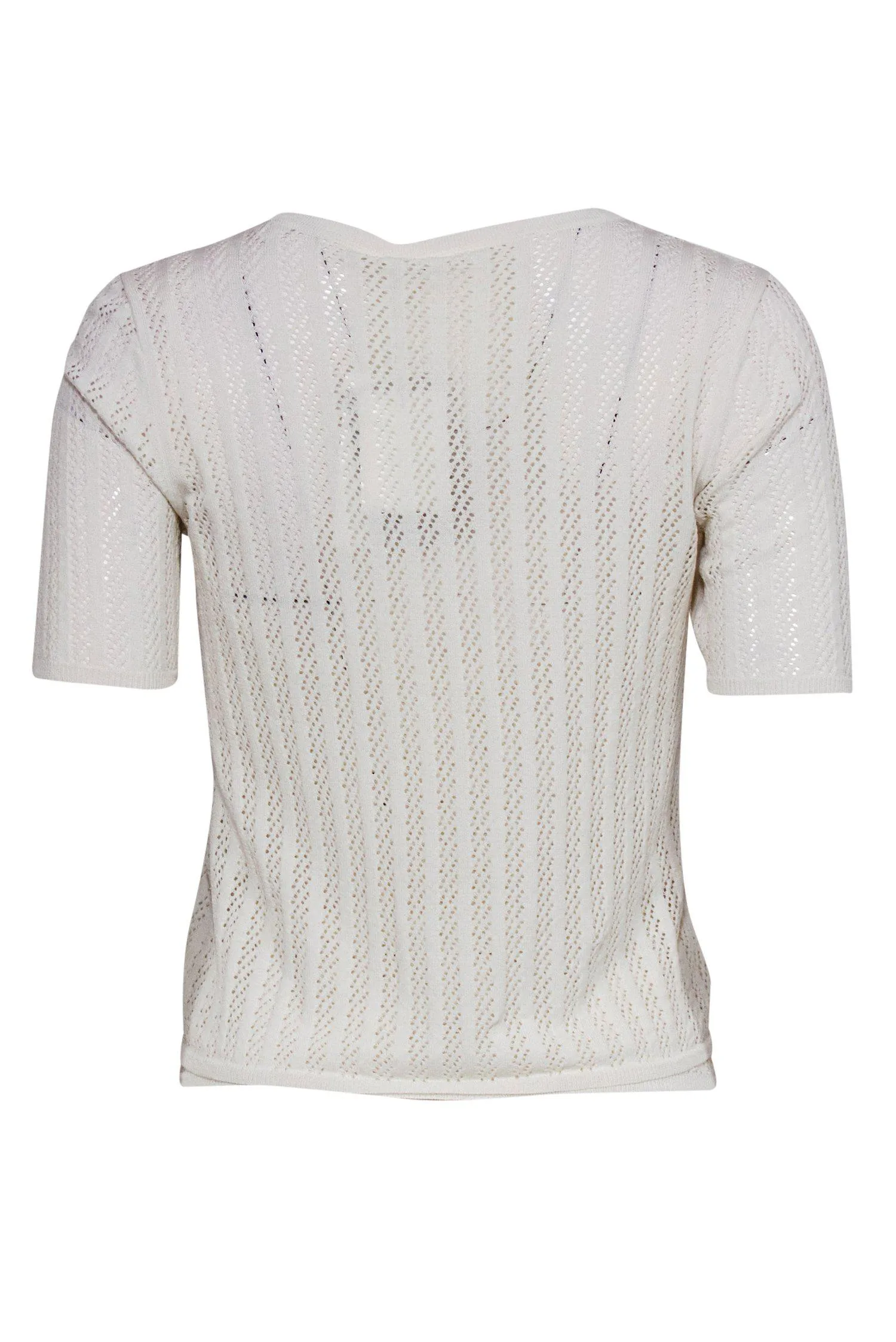 A.L.C. - White Knit Eyelet Short Sleeve Top Sz S