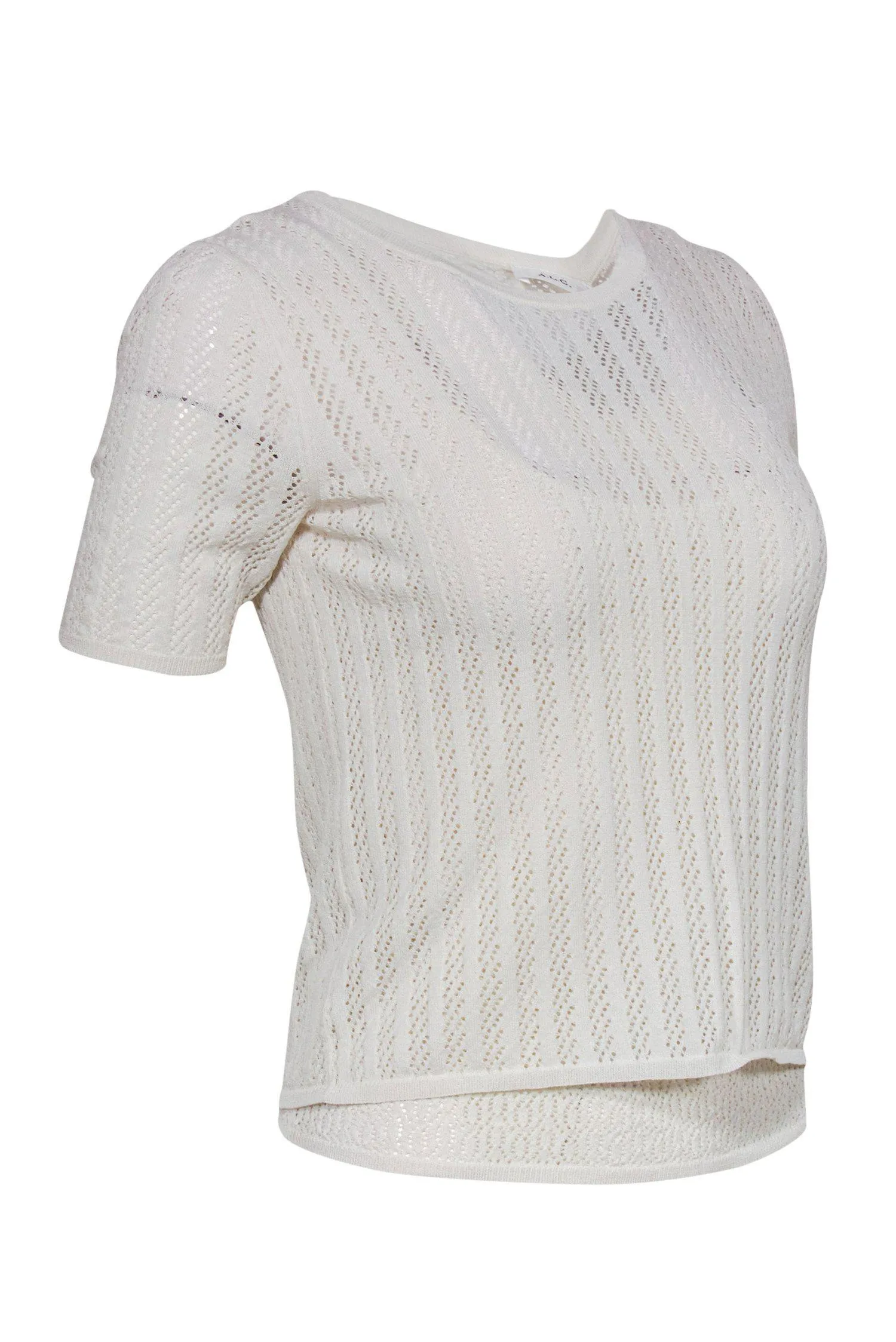 A.L.C. - White Knit Eyelet Short Sleeve Top Sz S