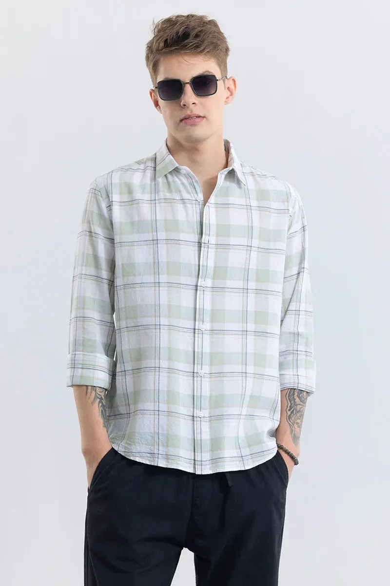 Alessia Light Green Checks Linen Blend Shirt