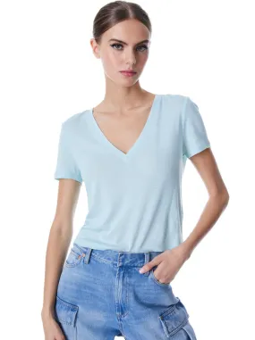 Alice   Olivia - Cindy Classic Cropped V Neck Tee - Julep