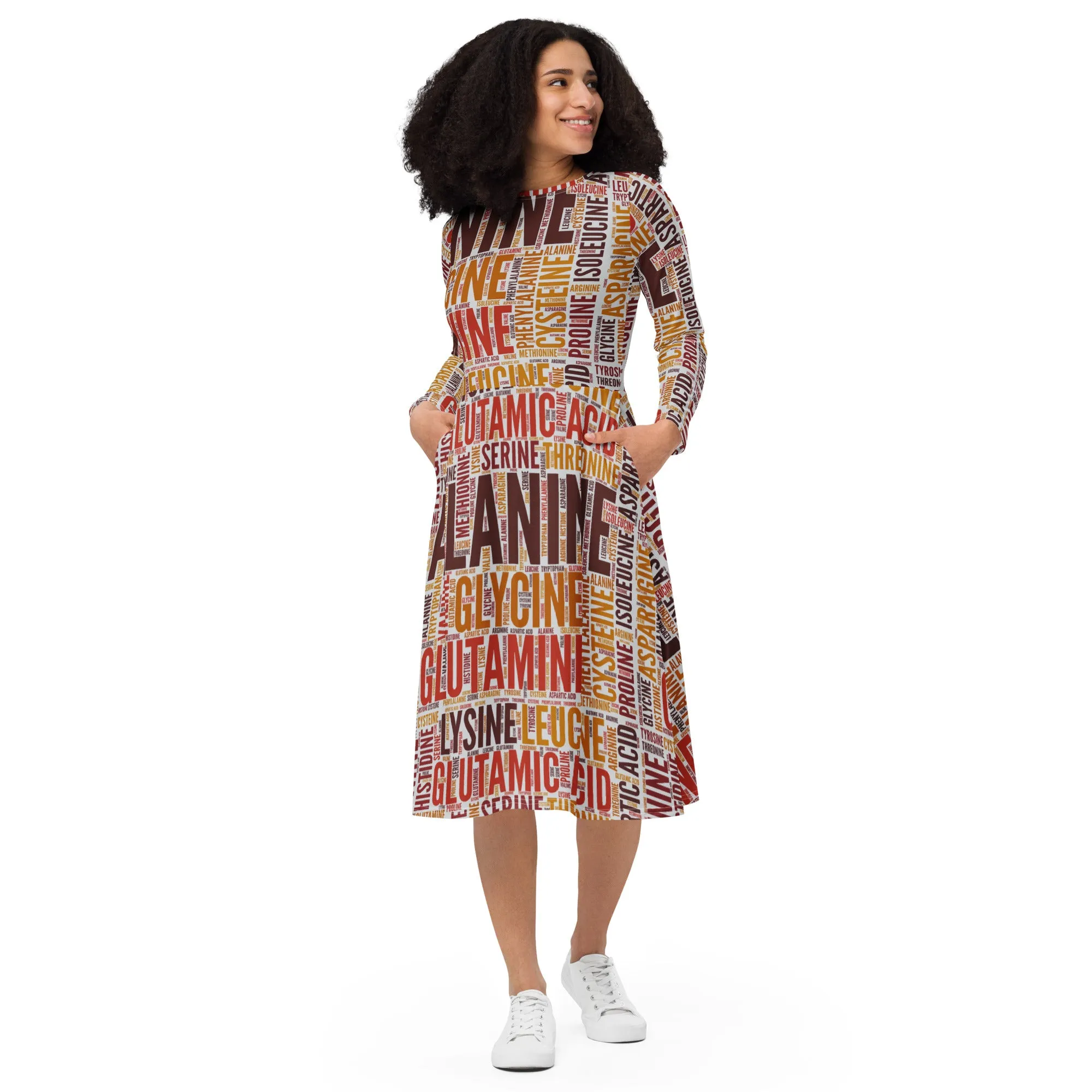 Amino Acids long sleeve midi dress